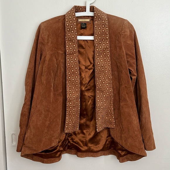 IMAN Genuine Suede Camel Brown Jacket Size S - Picture 1 of 4